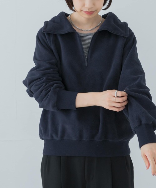 URBAN RESEARCH（アーバンリサーチ）の「フリースハーフジッププルオーバー（Tシャツ/カットソー・レディース・オフホワイト/ネイビー・FREE）」の13枚目の写真