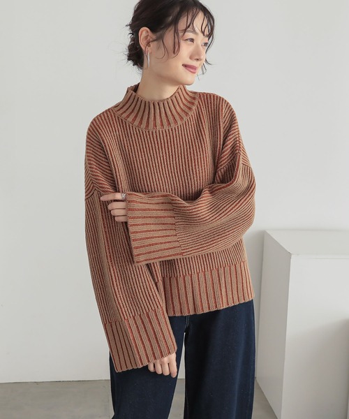 n'OrLABEL（ノアールレーベル）の「『配色二重臼ラメハイネックニット』（ニット/セーター・レディース・ブラック/ベージュ/ブルー・FREE）」の20枚目の写真