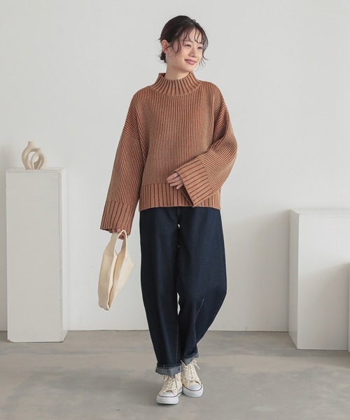 n'OrLABEL（ノアールレーベル）の「『配色二重臼ラメハイネックニット』（ニット/セーター・レディース・ブラック/ベージュ/ブルー・FREE）」の21枚目の写真