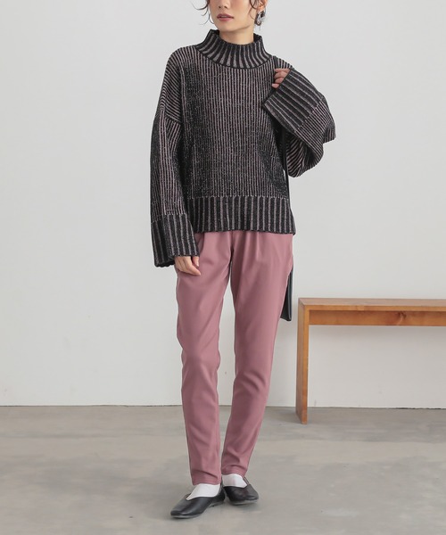 n'OrLABEL（ノアールレーベル）の「『配色二重臼ラメハイネックニット』（ニット/セーター・レディース・ブラック/ベージュ/ブルー・FREE）」の15枚目の写真