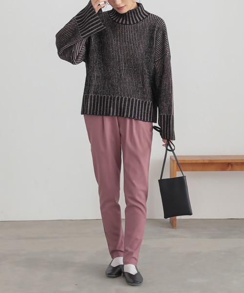 n'OrLABEL（ノアールレーベル）の「『配色二重臼ラメハイネックニット』（ニット/セーター・レディース・ブラック/ベージュ/ブルー・FREE）」の14枚目の写真