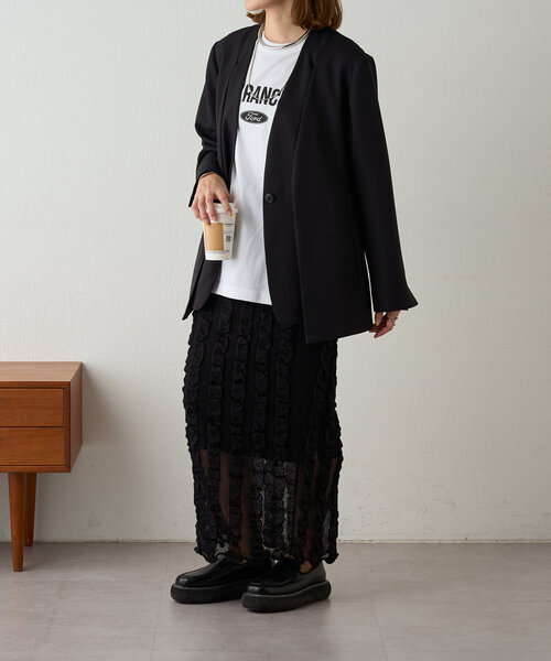 SHENERY（シーナリー）の「《2way仕様》2WAYジャケット（テーラードジャケット・レディース・ベージュ/ブラック・FREE）」の9枚目の写真