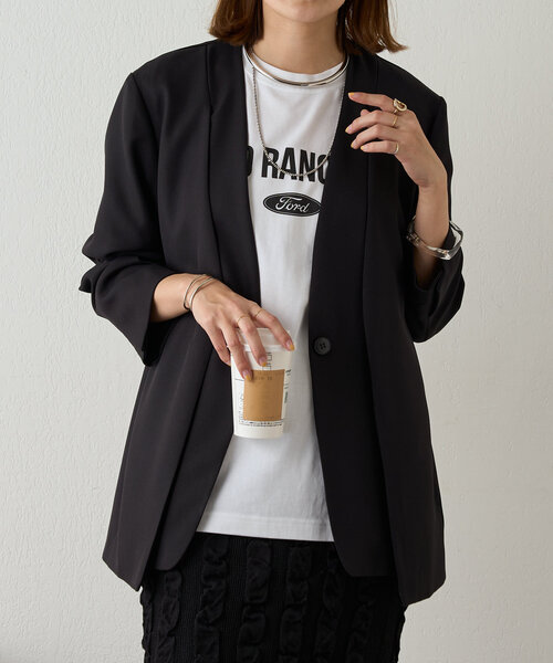 SHENERY（シーナリー）の「《2way仕様》2WAYジャケット（テーラードジャケット・レディース・ベージュ/ブラック・FREE）」の14枚目の写真