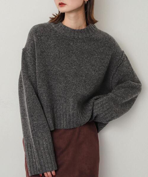 SENSE OF PLACE by URBAN RESEARCH（センスオブプレイスバイアーバンリサーチ）の「ワイドリブクルーネックセーター（ニット/セーター・レディース・チャコールグレー/ネイビー/ライトブルー/ピンク/イエロー/アイボリー・ONE）」の2枚目の写真