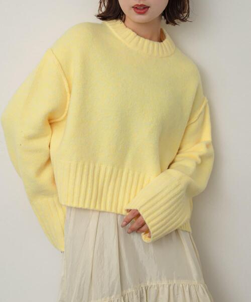 SENSE OF PLACE by URBAN RESEARCH（センスオブプレイスバイアーバンリサーチ）の「ワイドリブクルーネックセーター（ニット/セーター・レディース・チャコールグレー/ネイビー/ライトブルー/ピンク/イエロー/アイボリー・ONE）」の5枚目の写真