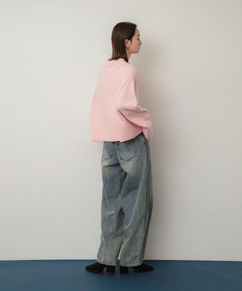 SENSE OF PLACE by URBAN RESEARCH（センスオブプレイスバイアーバンリサーチ）の「ワイドリブクルーネックセーター（ニット/セーター・レディース・チャコールグレー/ネイビー/ライトブルー/ピンク/イエロー/アイボリー・ONE）」の14枚目の写真