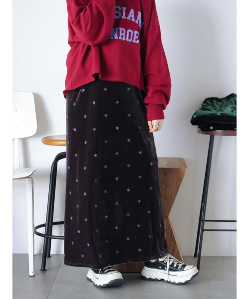 ehka sopo(エヘカソポ)の「◎ベロア刺繍スカート(スカート・レディース・グリーン/ブラック/チャコールグレー・F)」の6枚目の写真