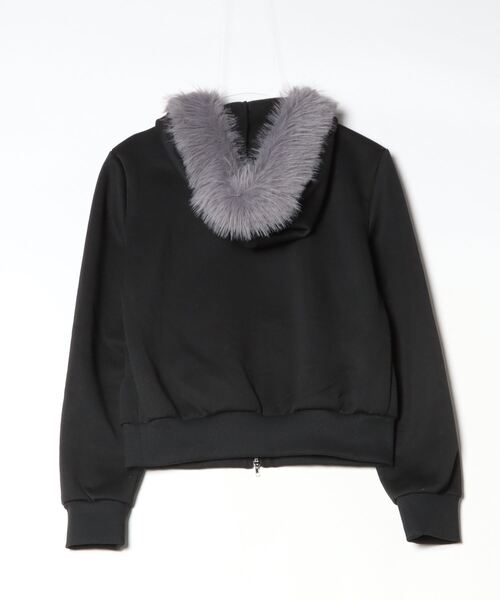 gossip！ロサンゼルス（ゴシップロサンゼルス）の「Y2K エコファー ジップアップ スリム パーカー 裏起毛（パーカー・レディース・ブラック・FREE）」の2枚目の写真