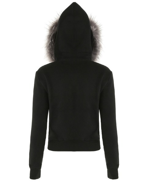 gossip！ロサンゼルス（ゴシップロサンゼルス）の「Y2K エコファー ジップアップ スリム パーカー 裏起毛（パーカー・レディース・ブラック・FREE）」の19枚目の写真