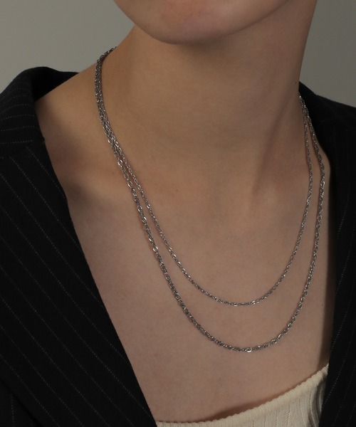 ORLEAN（オルレアン）の「金属アレルギー対応 スクリューチェーン２連ネックレス サージカルステンレス（ネックレス・レディース・シルバー/ゴールド・フリー）」の2枚目の写真