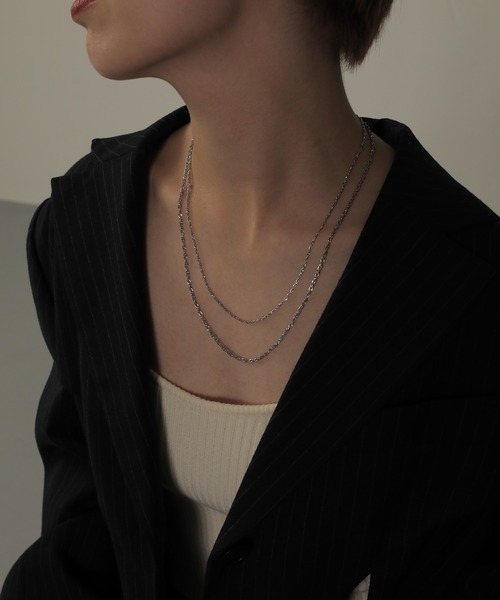 ORLEAN（オルレアン）の「金属アレルギー対応 スクリューチェーン２連ネックレス サージカルステンレス（ネックレス・レディース・シルバー/ゴールド・フリー）」の7枚目の写真