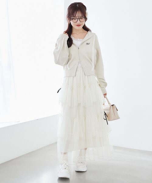 MAJESTIC LEGON(マジェスティックレゴン)の「レースリボンWジップニットパーカー(ニット/セーター・レディース・ブラック/グレー/アイボリー・MEDIUM)」の5枚目の写真