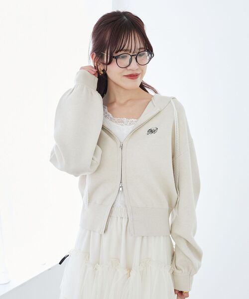 MAJESTIC LEGON(マジェスティックレゴン)の「レースリボンWジップニットパーカー(ニット/セーター・レディース・ブラック/グレー/アイボリー・MEDIUM)」の7枚目の写真