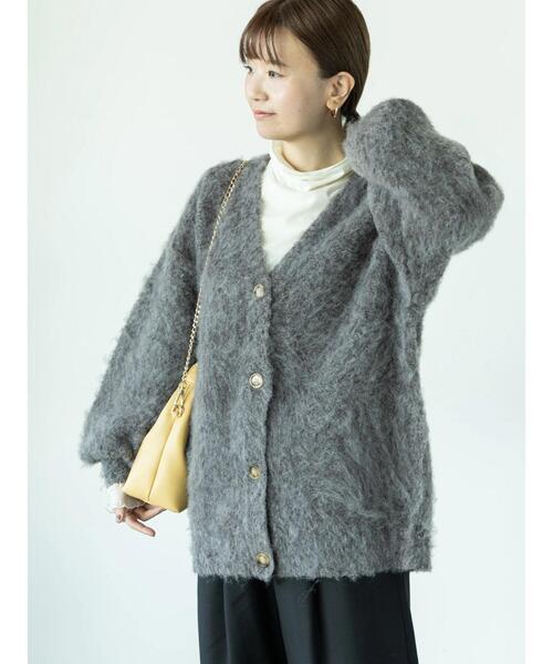 Lugnoncure（ルノンキュール）の「起毛Vネックカーディガン（カーディガン/ボレロ・レディース・ブルー/チャコールグレー/カーキ/シルバーグレー・F）」の2枚目の写真