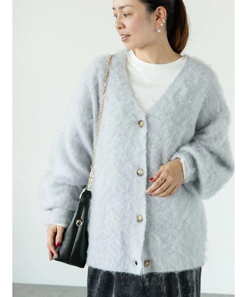 Lugnoncure（ルノンキュール）の「起毛Vネックカーディガン（カーディガン/ボレロ・レディース・ブルー/チャコールグレー/カーキ/シルバーグレー・F）」の3枚目の写真