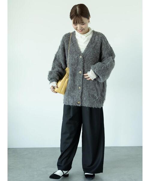 Lugnoncure（ルノンキュール）の「起毛Vネックカーディガン（カーディガン/ボレロ・レディース・ブルー/チャコールグレー/カーキ/シルバーグレー・F）」の5枚目の写真