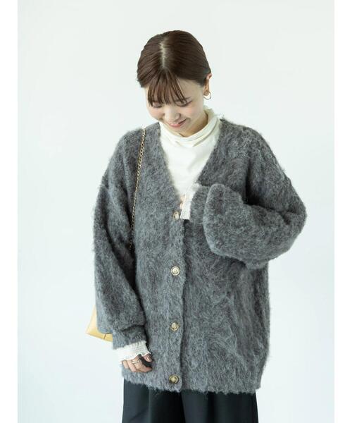 Lugnoncure（ルノンキュール）の「起毛Vネックカーディガン（カーディガン/ボレロ・レディース・ブルー/チャコールグレー/カーキ/シルバーグレー・F）」の7枚目の写真