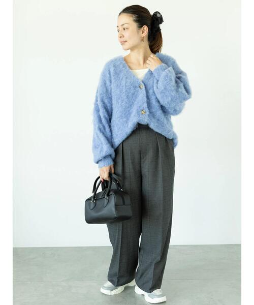 Lugnoncure（ルノンキュール）の「起毛Vネックカーディガン（カーディガン/ボレロ・レディース・ブルー/チャコールグレー/カーキ/シルバーグレー・F）」の11枚目の写真