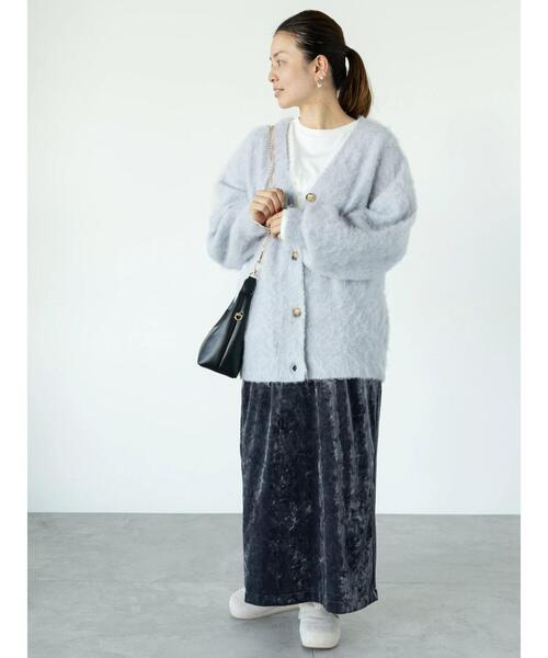 Lugnoncure（ルノンキュール）の「起毛Vネックカーディガン（カーディガン/ボレロ・レディース・ブルー/チャコールグレー/カーキ/シルバーグレー・F）」の14枚目の写真