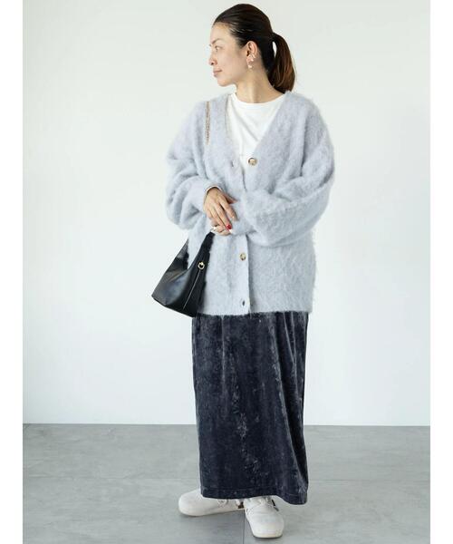 Lugnoncure（ルノンキュール）の「起毛Vネックカーディガン（カーディガン/ボレロ・レディース・ブルー/チャコールグレー/カーキ/シルバーグレー・F）」の15枚目の写真