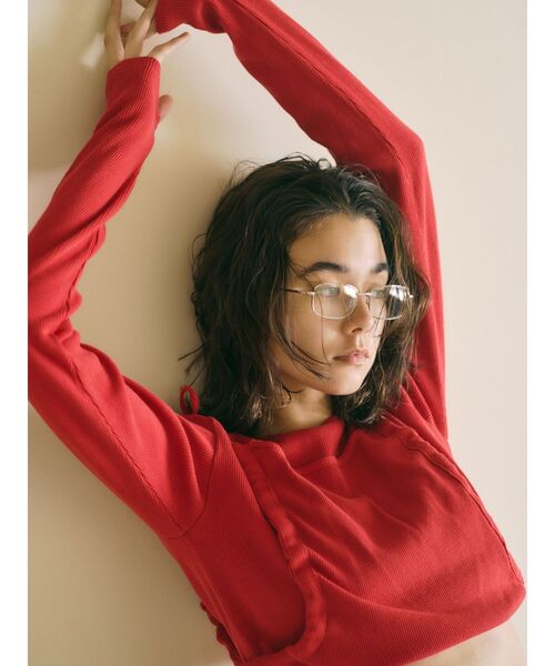 Ungrid(アングリッド)の「マルチウェイサイドオープンロングスリーブTee(Tシャツ/カットソー・レディース・オフホワイト/ブラック/レッド・FREE)」の4枚目の写真
