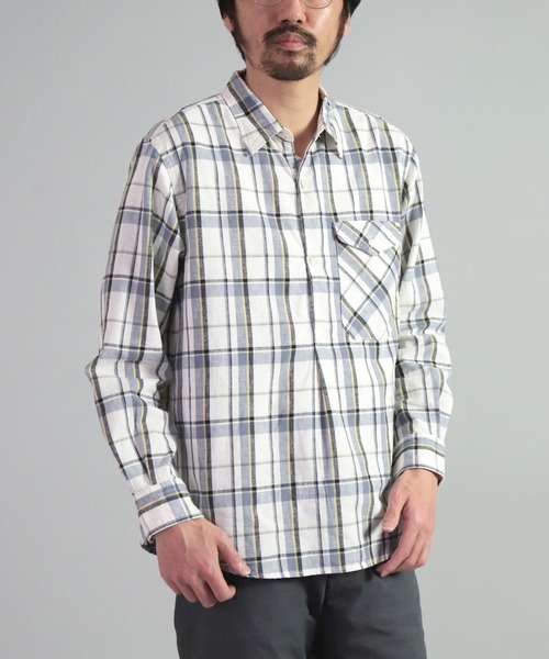 OMNIGOD（オムニゴッド）の「[OMNIGOD mens / オムニゴッド] 綿麻チェック アーミープルオーバーシャツ（シャツ/ブラウス・メンズ・ホワイト系その他/パープル系その他・2/4/3）」の3枚目の写真