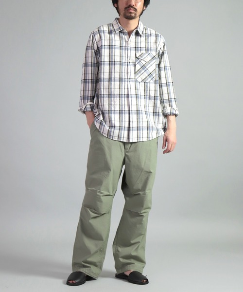 OMNIGOD（オムニゴッド）の「[OMNIGOD mens / オムニゴッド] 綿麻チェック アーミープルオーバーシャツ（シャツ/ブラウス・メンズ・ホワイト系その他/パープル系その他・2/4/3）」の4枚目の写真