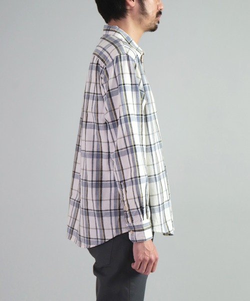 OMNIGOD（オムニゴッド）の「[OMNIGOD mens / オムニゴッド] 綿麻チェック アーミープルオーバーシャツ（シャツ/ブラウス・メンズ・ホワイト系その他/パープル系その他・2/4/3）」の11枚目の写真