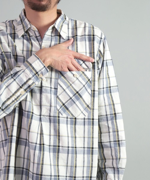 OMNIGOD（オムニゴッド）の「[OMNIGOD mens / オムニゴッド] 綿麻チェック アーミープルオーバーシャツ（シャツ/ブラウス・メンズ・ホワイト系その他/パープル系その他・2/4/3）」の14枚目の写真