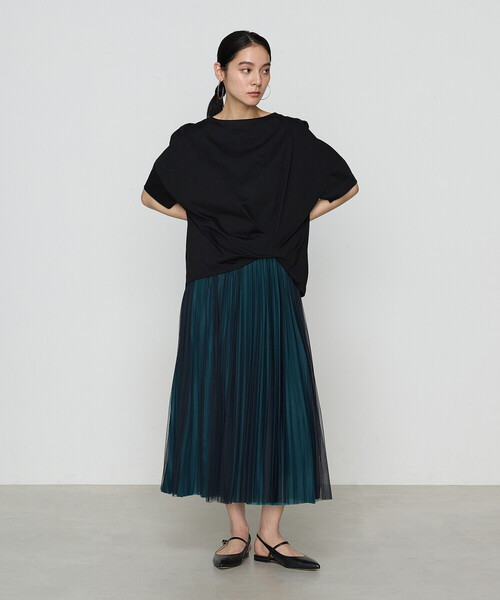 COMME CA（コムサ）の「【セットアップ対応】ソフトチュール×オーガンジートリコット広幅 スカート（スカート・レディース・ネイビー/ライトグレー/ブルー/ターコイズブルー/ブラック×グレー・7号/9号/11号）」の13枚目の写真