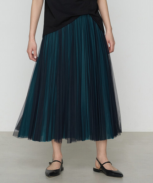 COMME CA（コムサ）の「【セットアップ対応】ソフトチュール×オーガンジートリコット広幅 スカート（スカート・レディース・ネイビー/ライトグレー/ブルー/ターコイズブルー/ブラック×グレー・7号/9号/11号）」の16枚目の写真