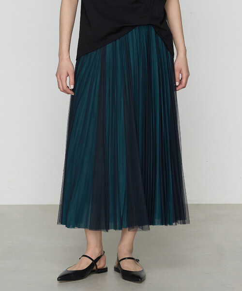 COMME CA（コムサ）の「【セットアップ対応】ソフトチュール×オーガンジートリコット広幅 スカート（スカート・レディース・ネイビー/ライトグレー/ブルー/ターコイズブルー/ブラック×グレー・7号/9号/11号）」の17枚目の写真