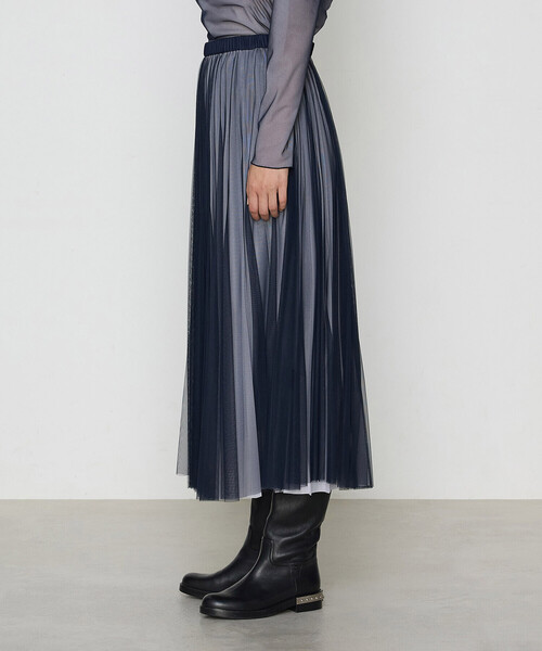 COMME CA（コムサ）の「【セットアップ対応】ソフトチュール×オーガンジートリコット広幅 スカート（スカート・レディース・ネイビー/ライトグレー/ブルー/ターコイズブルー/ブラック×グレー・7号/9号/11号）」の21枚目の写真