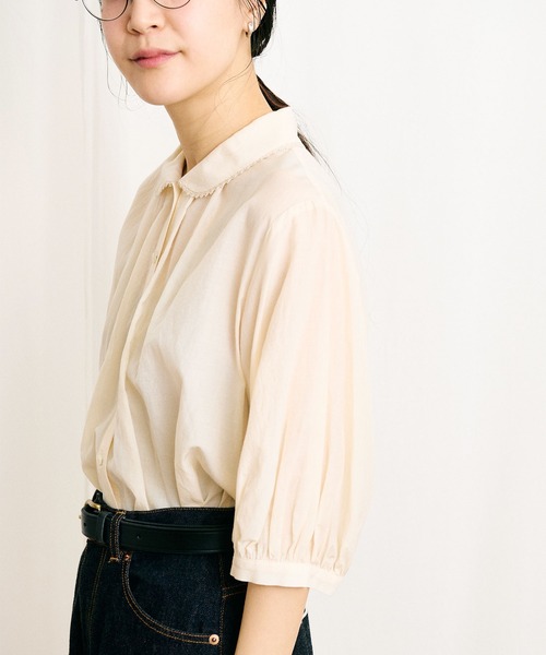 fig London(フィグロンドン)の「●C/Cu washer Daisy blouse(シャツ/ブラウス・レディース・アイボリー/ダークブラウン/ブラック・FREE)」の4枚目の写真