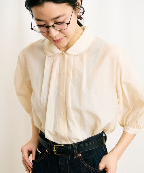 fig London(フィグロンドン)の「●C/Cu washer Daisy blouse(シャツ/ブラウス・レディース・アイボリー/ダークブラウン/ブラック・FREE)」の5枚目の写真