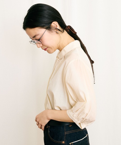 fig London(フィグロンドン)の「●C/Cu washer Daisy blouse(シャツ/ブラウス・レディース・アイボリー/ダークブラウン/ブラック・FREE)」の6枚目の写真