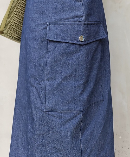 Q（キュー）の「デニムライクジャンスカ（ジャンパースカート・レディース・ブラック/ブルー・MEDIUM）」の19枚目の写真