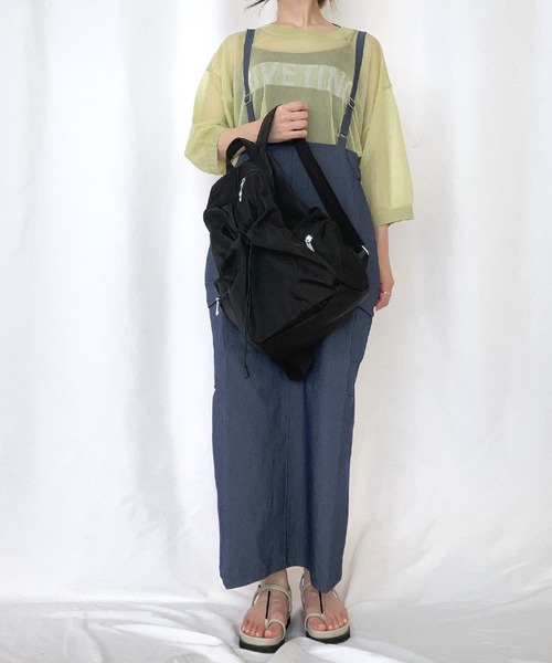 Q（キュー）の「デニムライクジャンスカ（ジャンパースカート・レディース・ブラック/ブルー・MEDIUM）」の10枚目の写真