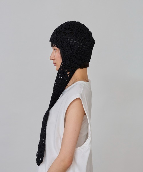 OVERRIDE(オーバーライド)の「OVERRIDE CROCHET SCARF BEANIE SGP / オーバーライド(ニットキャップ/ビーニー・レディース・ブラック/ライトブルー/ライトグレー・57~59cm)」の6枚目の写真