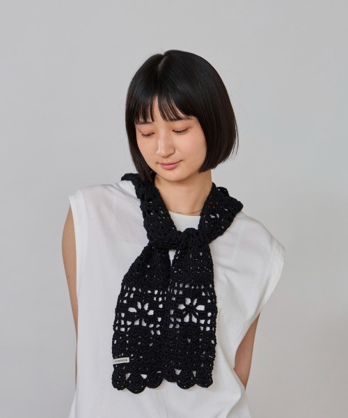 OVERRIDE(オーバーライド)の「OVERRIDE CROCHET SCARF BEANIE SGP / オーバーライド(ニットキャップ/ビーニー・レディース・ブラック/ライトブルー/ライトグレー・57~59cm)」の7枚目の写真