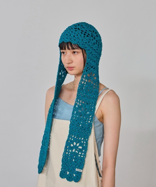 OVERRIDE(オーバーライド)の「OVERRIDE CROCHET SCARF BEANIE SGP / オーバーライド(ニットキャップ/ビーニー・レディース・ブラック/ライトブルー/ライトグレー・57~59cm)」の17枚目の写真