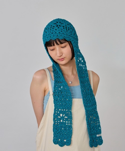 OVERRIDE(オーバーライド)の「OVERRIDE CROCHET SCARF BEANIE SGP / オーバーライド(ニットキャップ/ビーニー・レディース・ブラック/ライトブルー/ライトグレー・57~59cm)」の18枚目の写真