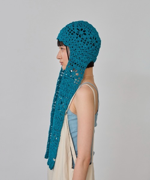 OVERRIDE(オーバーライド)の「OVERRIDE CROCHET SCARF BEANIE SGP / オーバーライド(ニットキャップ/ビーニー・レディース・ブラック/ライトブルー/ライトグレー・57~59cm)」の19枚目の写真