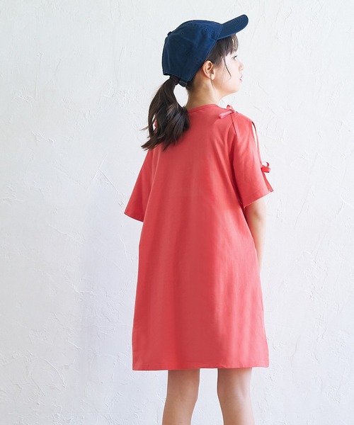 coca（coca）（コカ）の「キッズ　肩リボンオープンスリーブワンピース（ワンピース・キッズ・レッド/ブラック・120/130/140/150）」の15枚目の写真