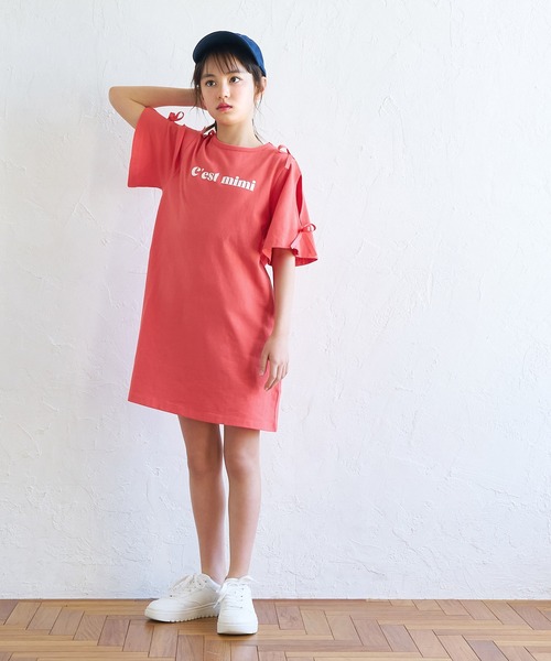 coca（coca）（コカ）の「キッズ　肩リボンオープンスリーブワンピース（ワンピース・キッズ・レッド/ブラック・120/130/140/150）」の16枚目の写真