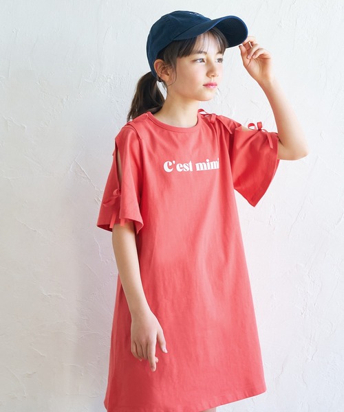 coca（coca）（コカ）の「キッズ　肩リボンオープンスリーブワンピース（ワンピース・キッズ・レッド/ブラック・120/130/140/150）」の17枚目の写真