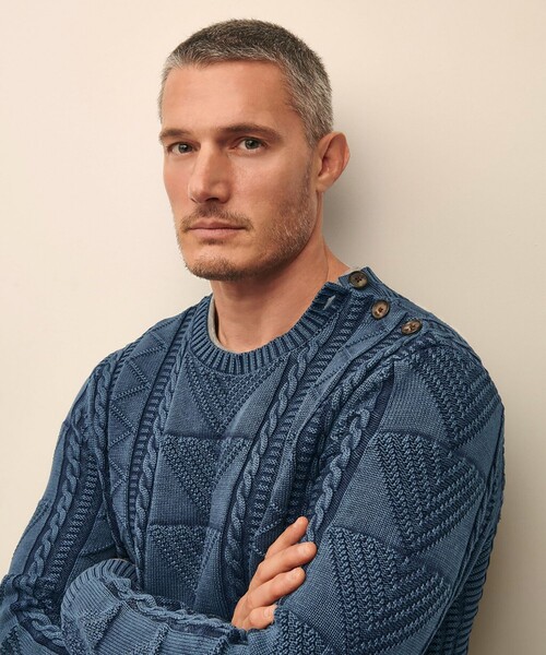 BROOKS BROTHERS（ブルックスブラザーズ）の「スーピマコットン クルーネック ガンジーセーター（ニット/セーター・メンズ・ネイビー・SMALL/MEDIUM/LARGE/X-LARGE/X-SMALL）」の3枚目の写真