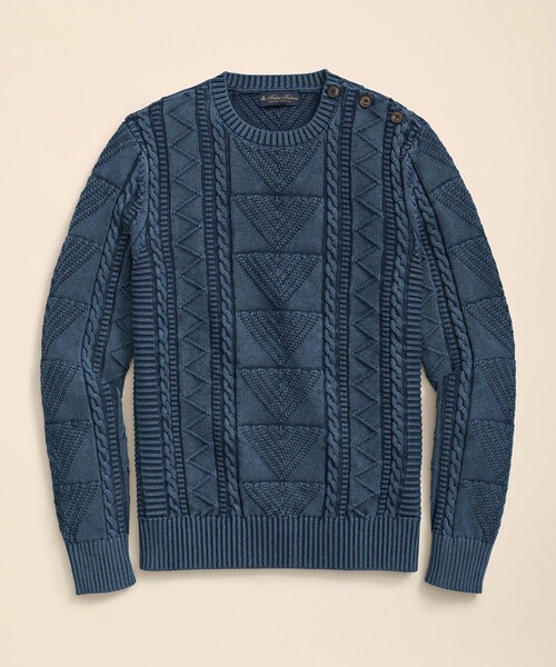 BROOKS BROTHERS（ブルックスブラザーズ）の「スーピマコットン クルーネック ガンジーセーター（ニット/セーター・メンズ・ネイビー・SMALL/MEDIUM/LARGE/X-LARGE/X-SMALL）」の5枚目の写真