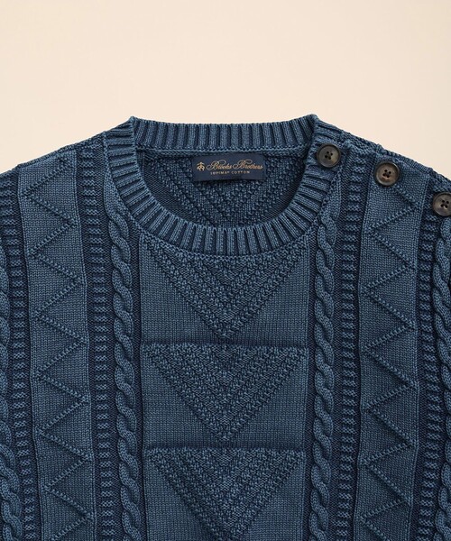 BROOKS BROTHERS（ブルックスブラザーズ）の「スーピマコットン クルーネック ガンジーセーター（ニット/セーター・メンズ・ネイビー・SMALL/MEDIUM/LARGE/X-LARGE/X-SMALL）」の6枚目の写真