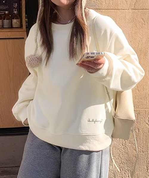 aimoha(アイモハ)の「シンプルロゴデザインスウェット(スウェット・レディース・ライトグレー/ブルー/ピンク/イエロー/ネイビー/ライトベージュ・FREE)」の19枚目の写真